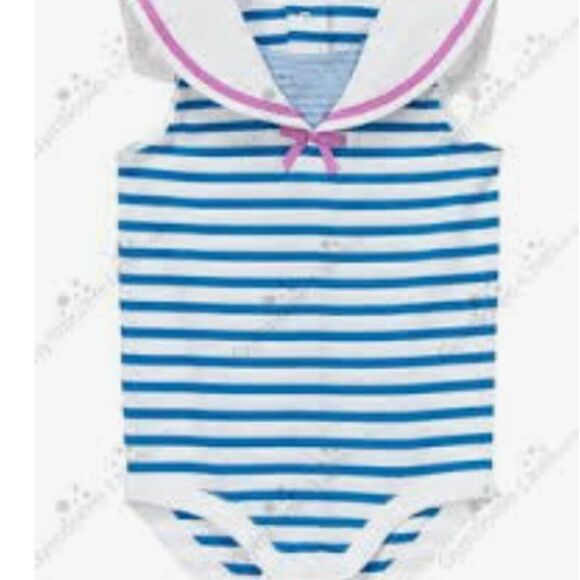 Gymboree blue and white striped knit sailor bubble romper EUC size 12-18 m - Picture 9 of 9